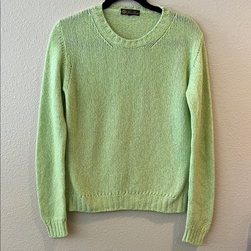 Loro Piana Light Green Cashmere Crew Neck Sweater